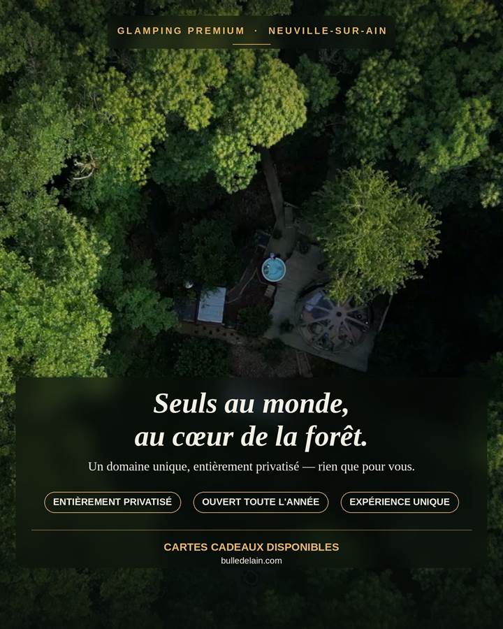Vue aérienne de la bulle transparente au cœur de la forêt