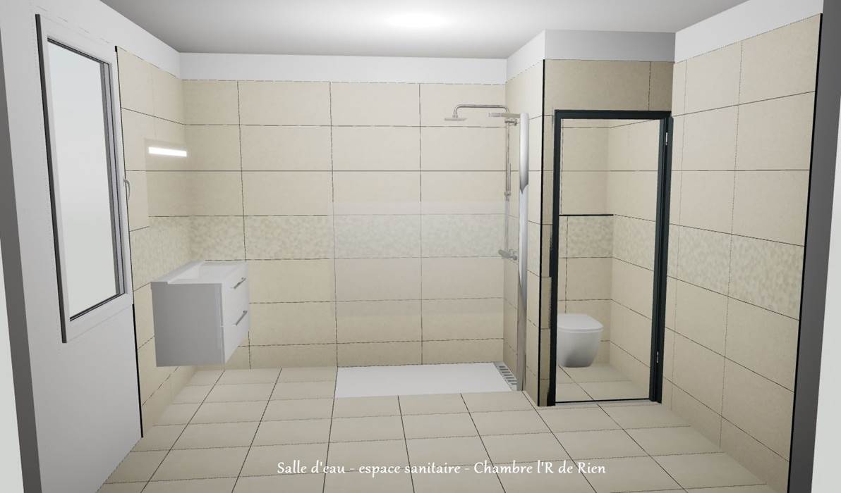 Salle d'eau- Espace sanitaire -  Chambre l'R de Rien - Le Ranch des Lacs - rénovation-gallery