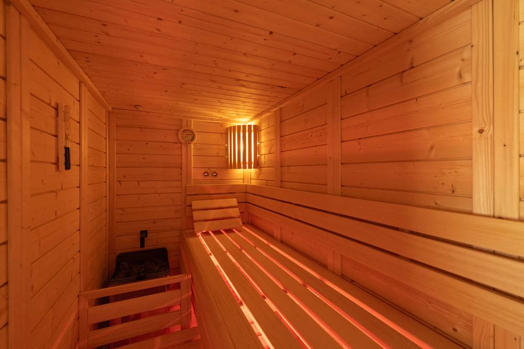A l'intérieur du sauna privatif du gîte