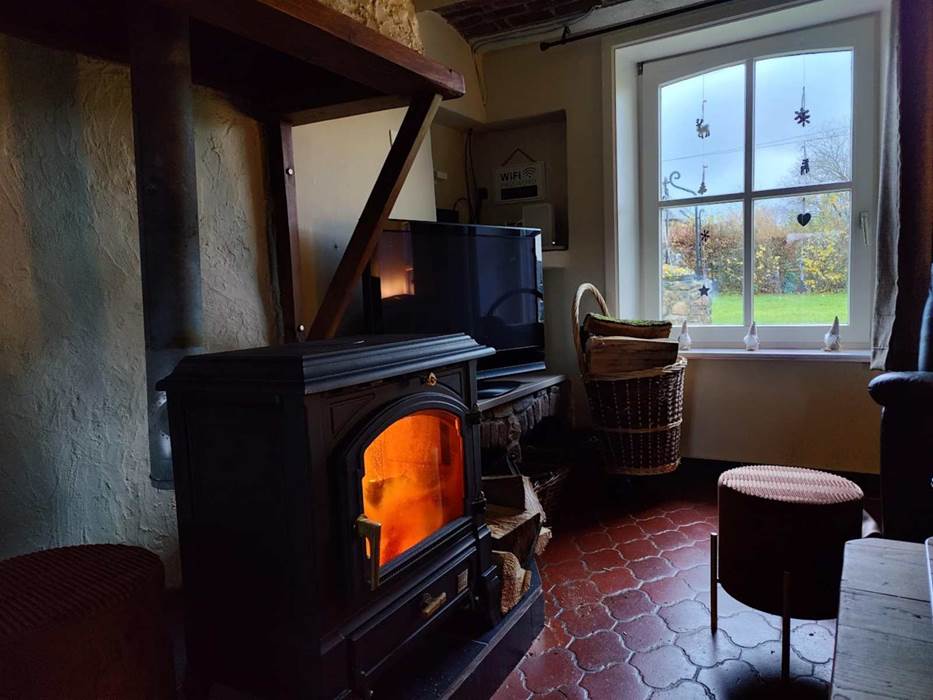 maison de vacances avec feu au bois