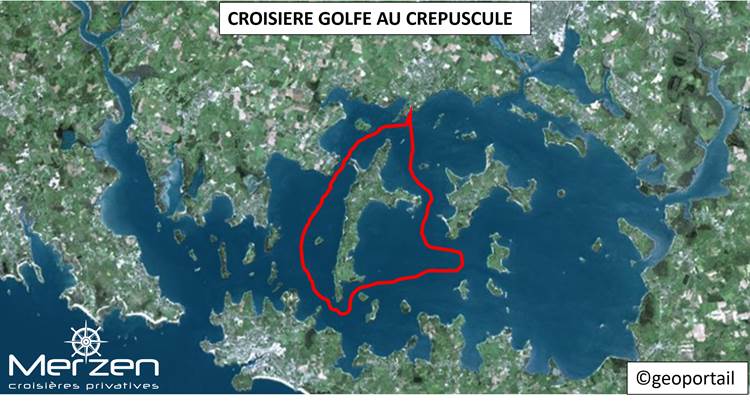 Circuit Merzen croisière privative Golfe Au Crepuscule Golfe du Morbihan