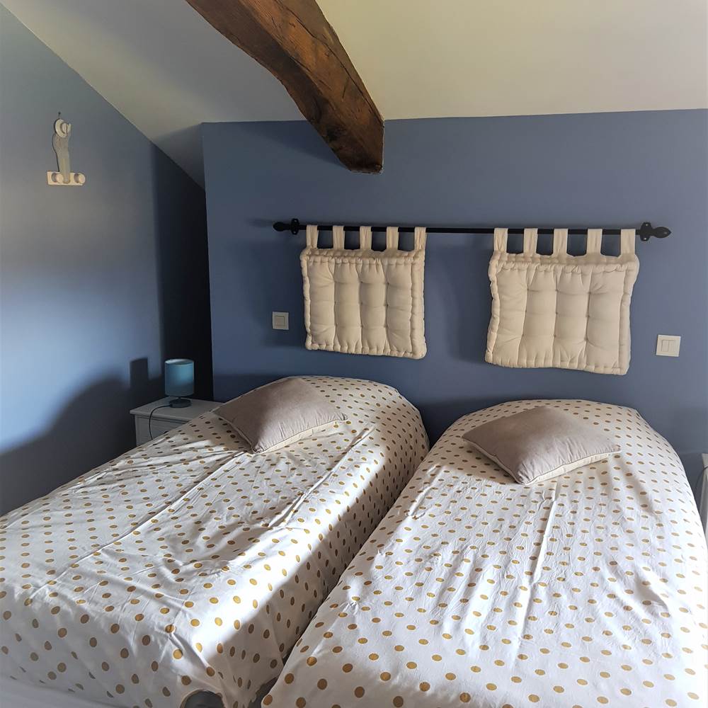 Chambre "Les Bleuets" 2 lits individuels ou 1 grand lit avec bureau , Salle d'eau et WC privatifs - Wifi-presta