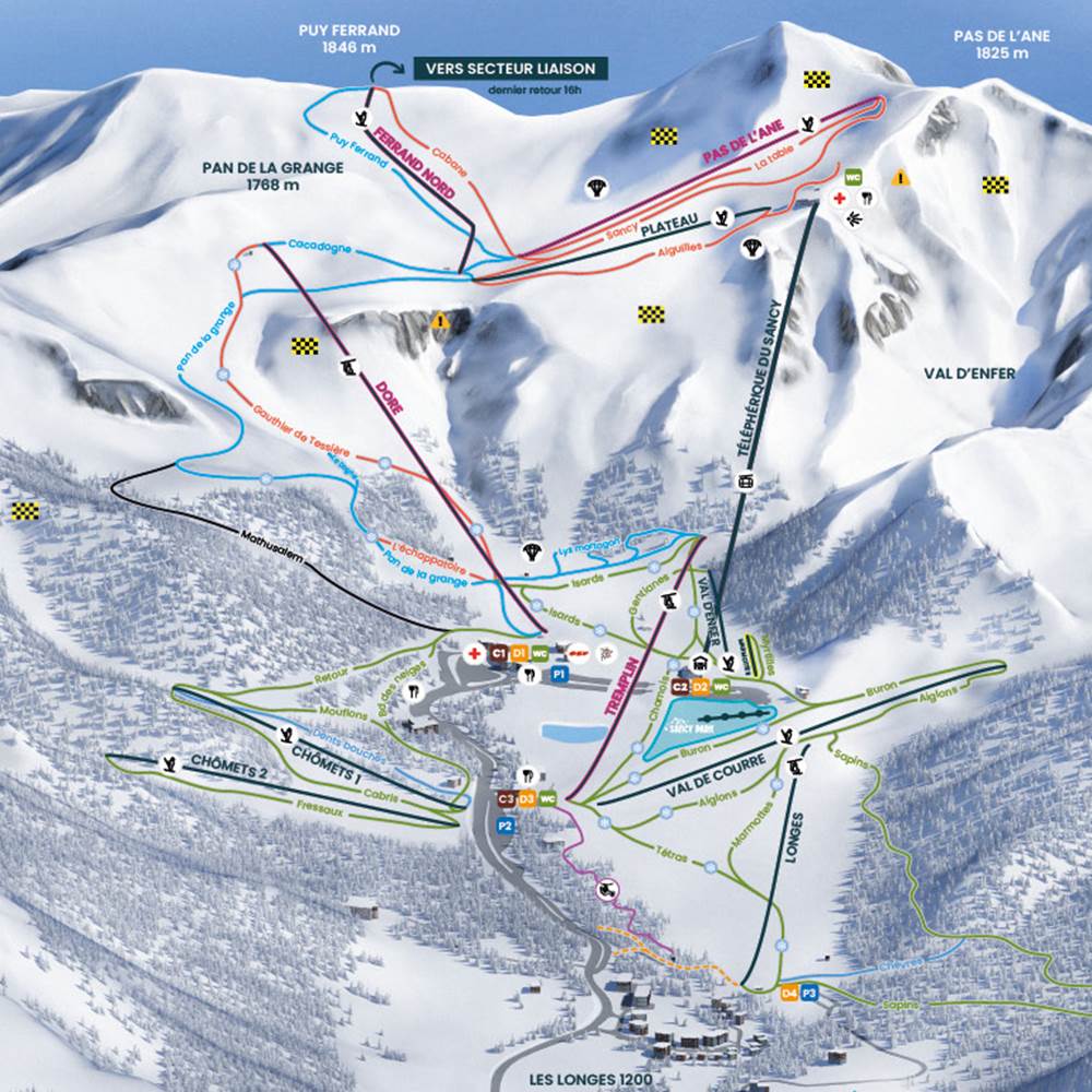 Plan des pistes du Mont-Dore – Domaine skiable familial et convivial, parfait pour débutants comme confirmés.-gallery