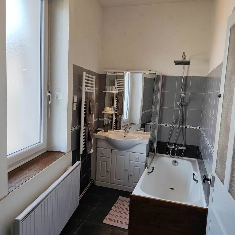 Chambre  de Charme La Grenouille Blanche - Salle de bain, baignoire, douche, lavabo et Wc-gallery