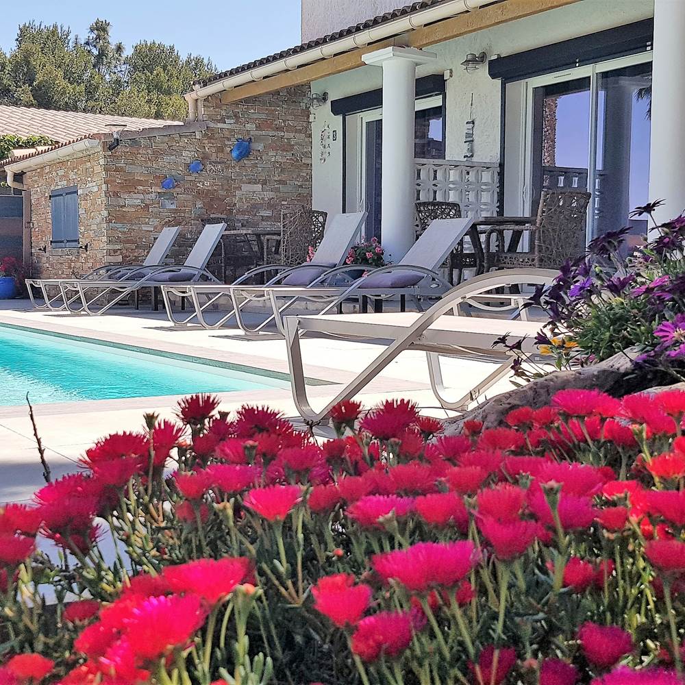 Appart Bleu Azur Saint Florent en Corse Piscine chauffée vue sur la residence-presta