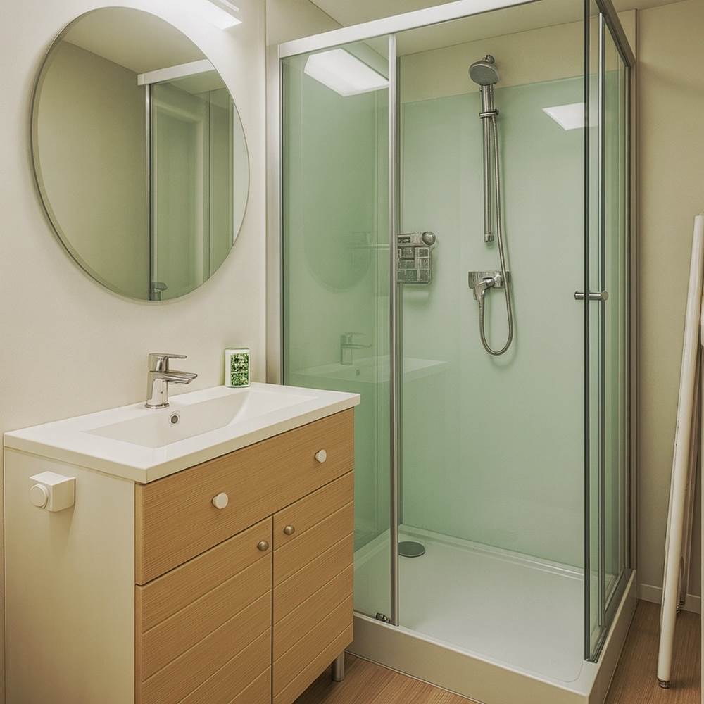 Salle de bain moderne SK-PADE – Douche à l’italienne et finitions soignées, idéale pour un séjour bien-être au Mont-Dore.-gallery