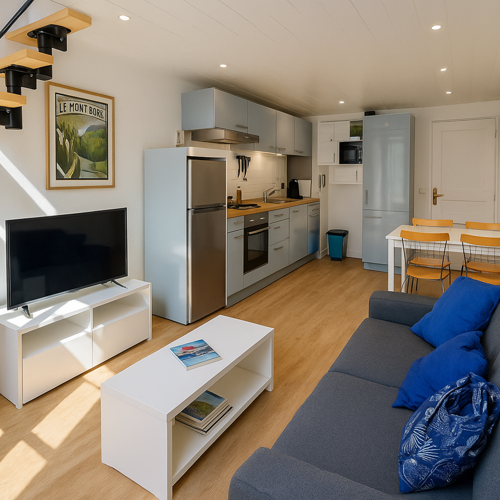 Salon lumineux SK-PADE – Appartement moderne et cosy au Mont-Dore, parfait pour week-end en couple ou vacances en famille.-gallery