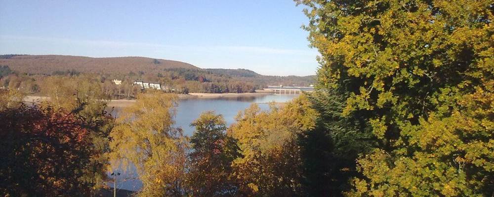 Vue sur le lac à l'automne
