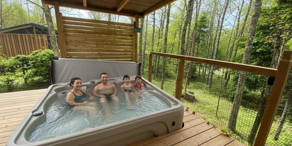 Spa privatif chauffé à 38°C vue sur la Forêt