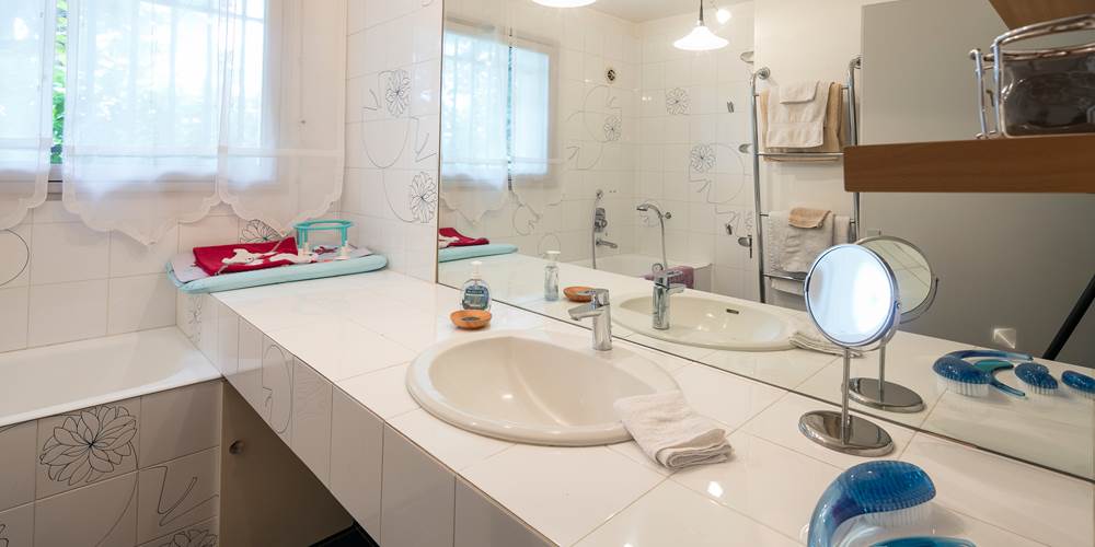 Salle de bain suite parentale rez-de-chaussée. Baignoire. Douche