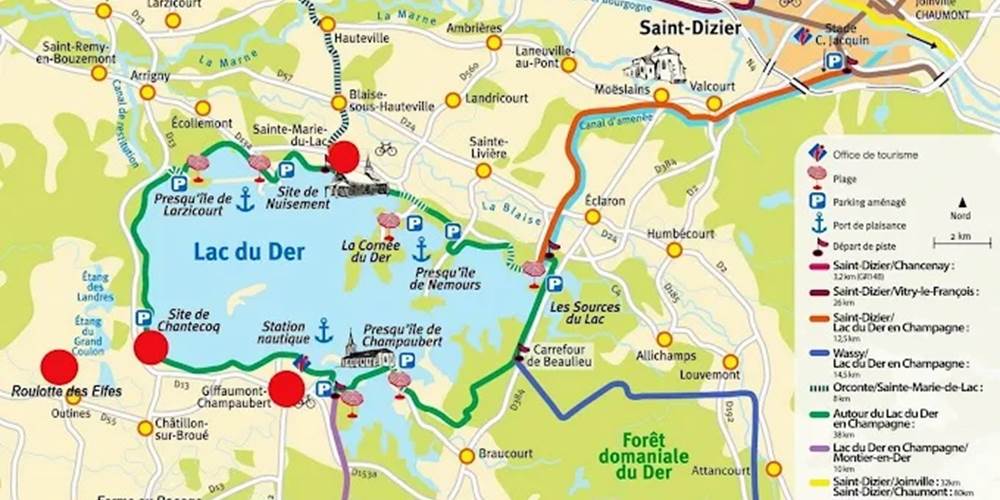 plan lac du der marne et haute marne
