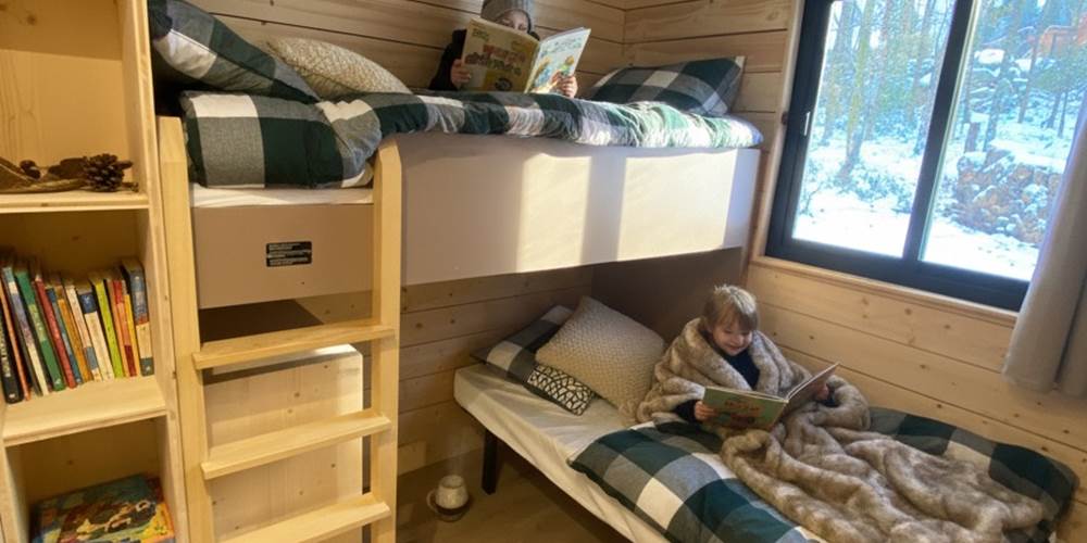Chambre enfant avec un lit simple et un lit à étage