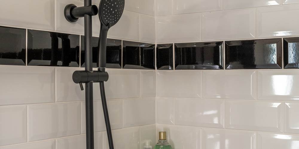 Salle de bain avec douche et lavabo