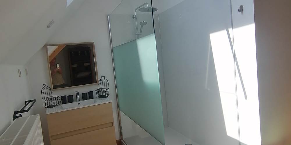 douche italienne in kamer met dubbel bed - dans  la chambre avec lit double