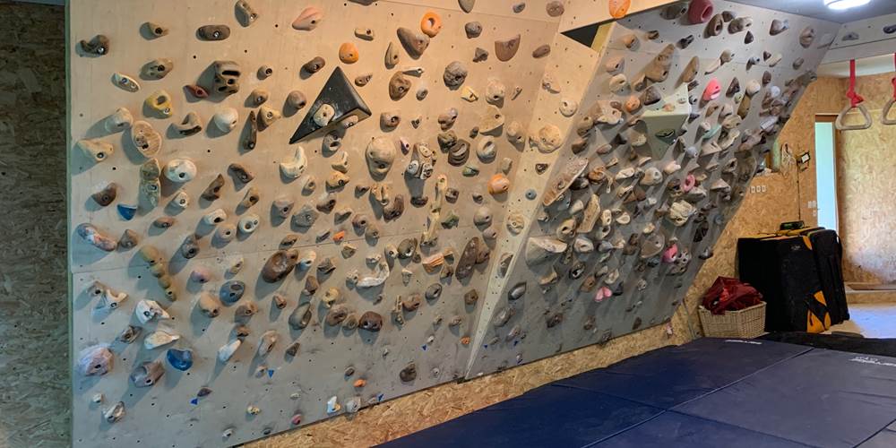 Climbing gym at Bloasis 20 and 30 degrees walls