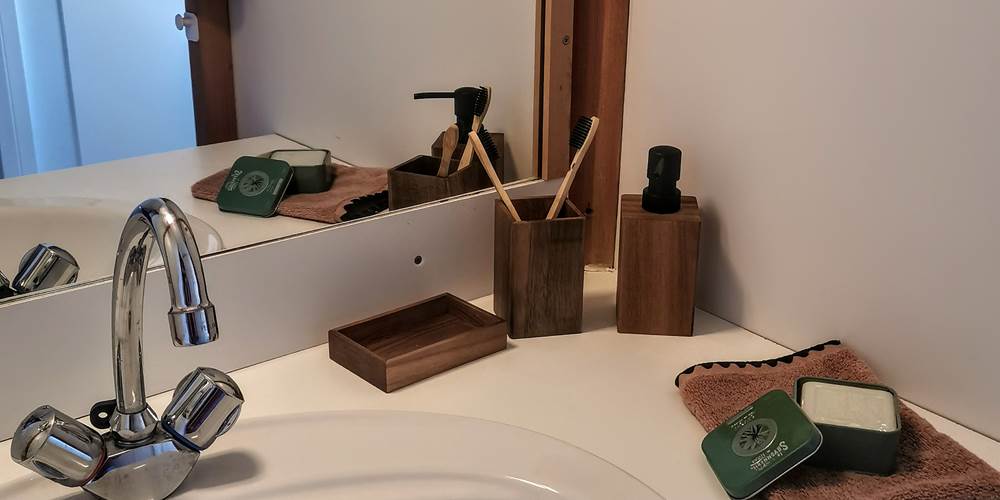 Salle de bains avec douche italienne confortable avec fenêtre