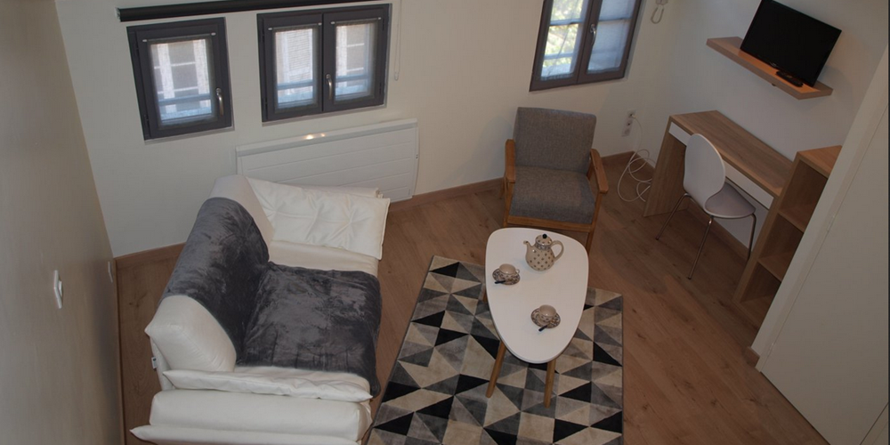 Studio 3, vue sur le salon de la mezzanine