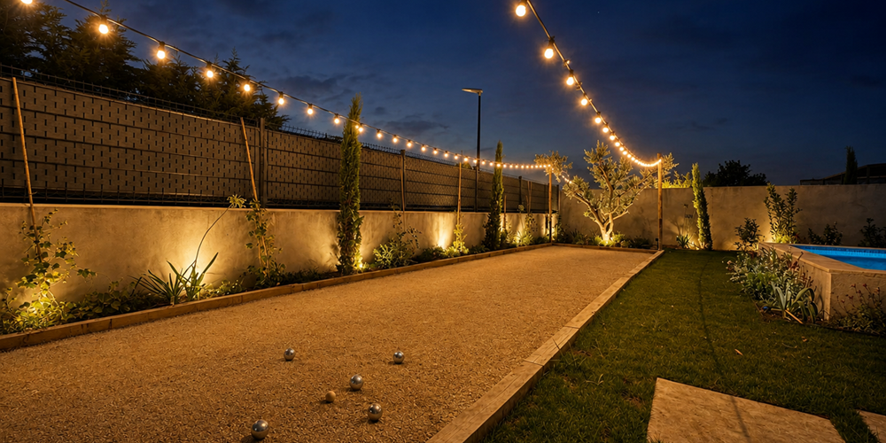 Terrain de pétanque soirée