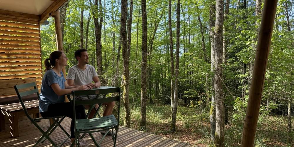 Grande terrasse couverte pour un repas face à la nature