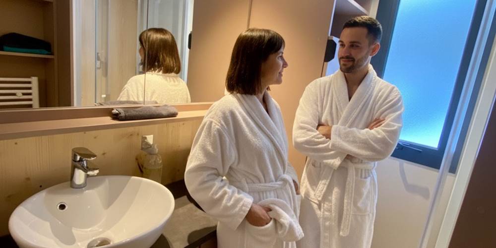 Salle de bain avec douche italienne et double vasque
