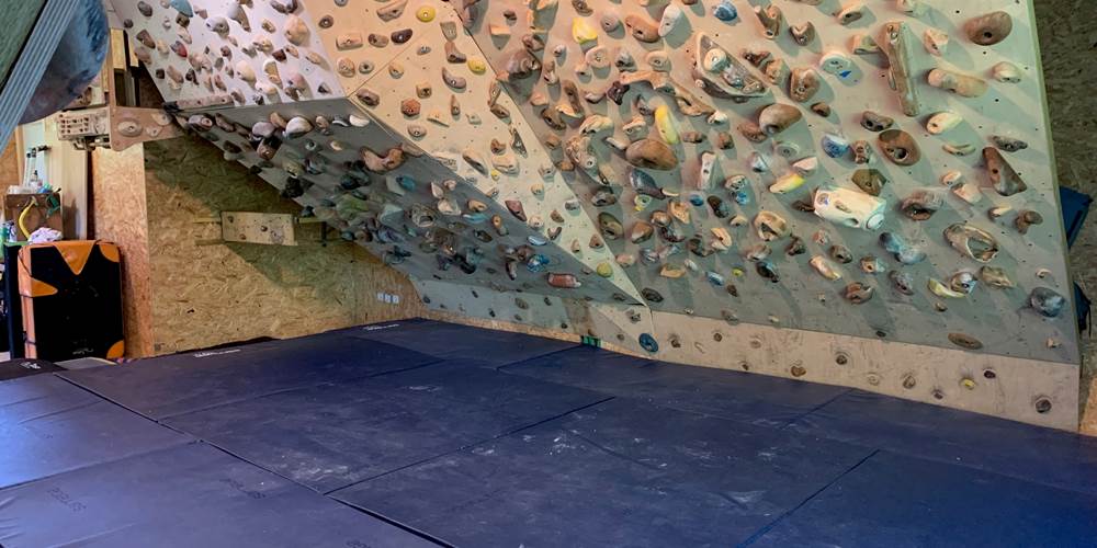 Climbing gym at Bloasis 45 and 60 degrees walls