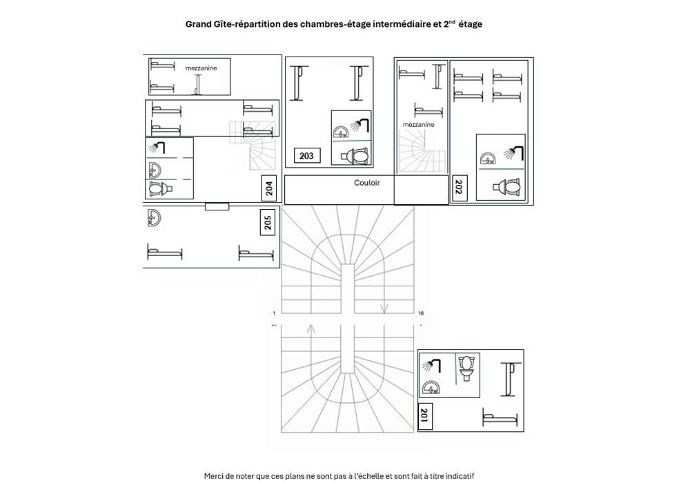 Plan Grand Gîte niveau intermédiaire et 2nd étage