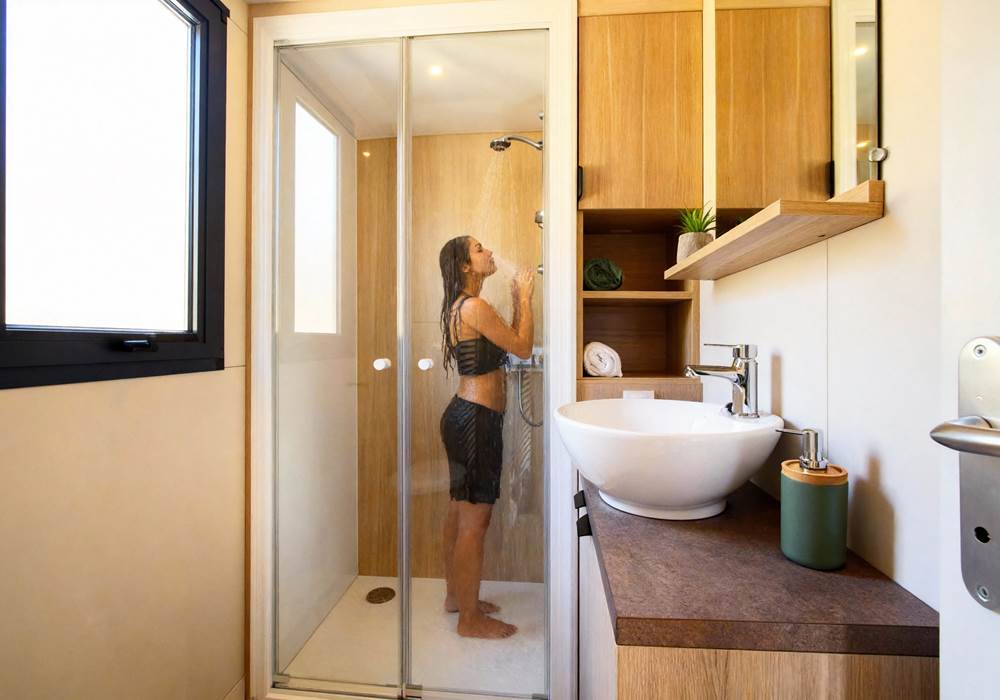 Salle de bain avec douche italienne et WC
