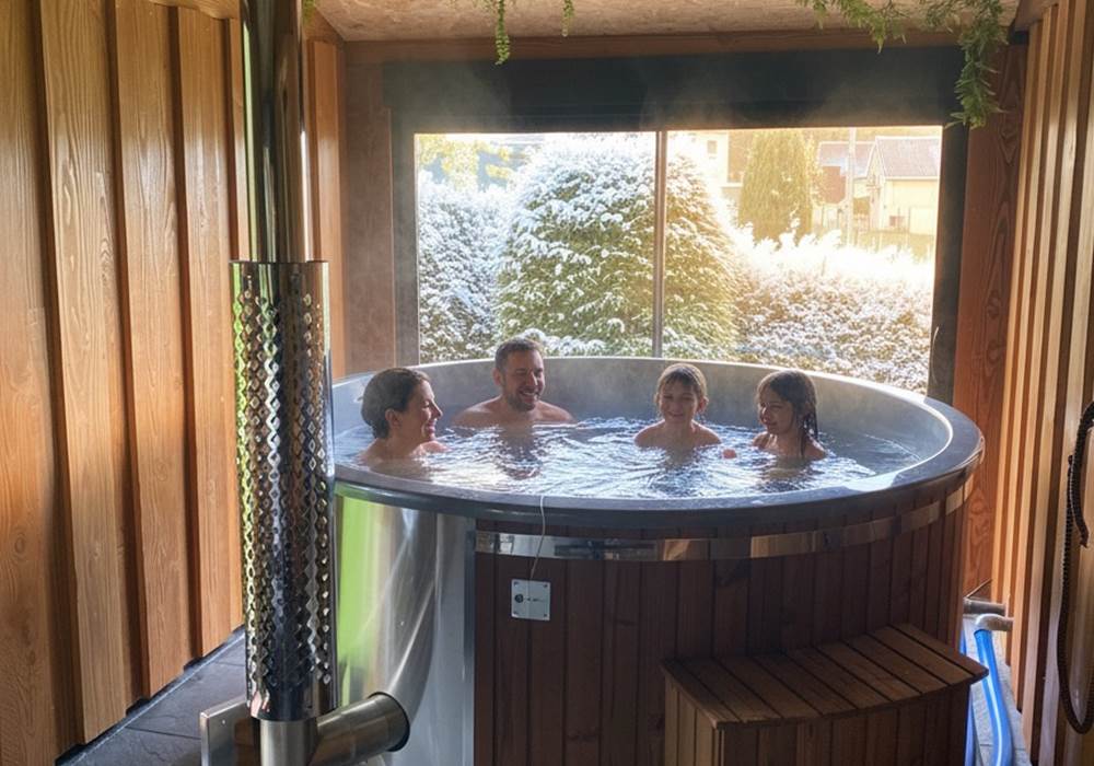 Bain nordique privatif chauffé au bois