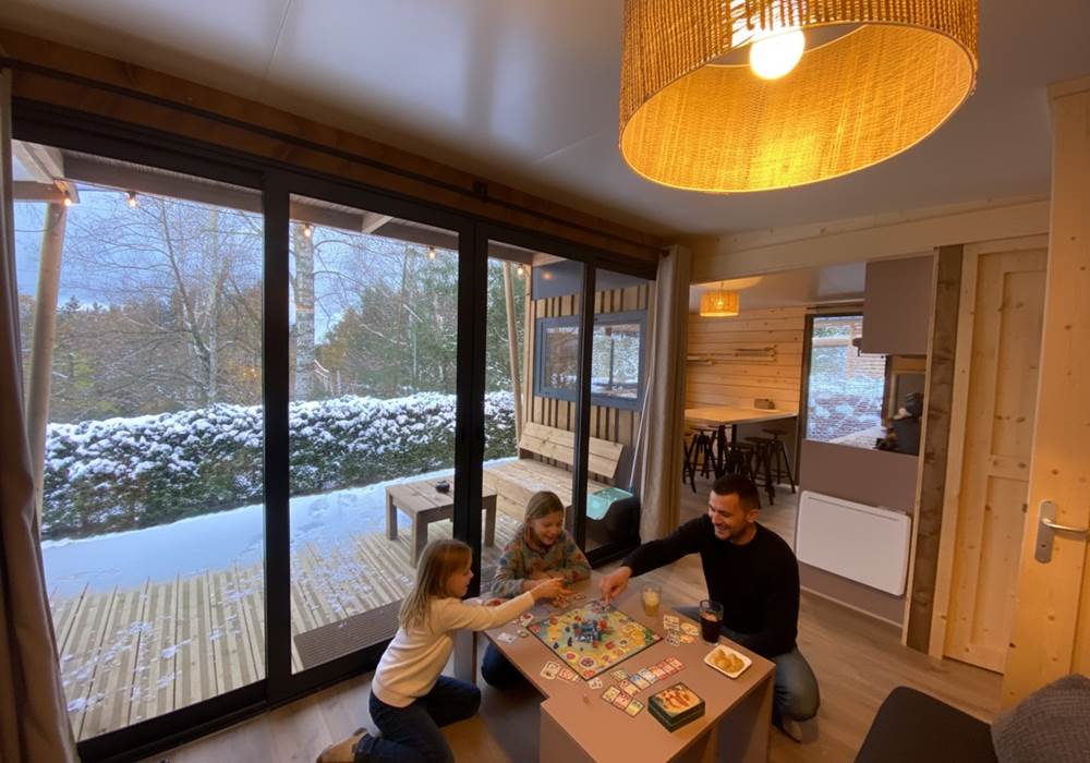 Salon avec vue sur la forêt