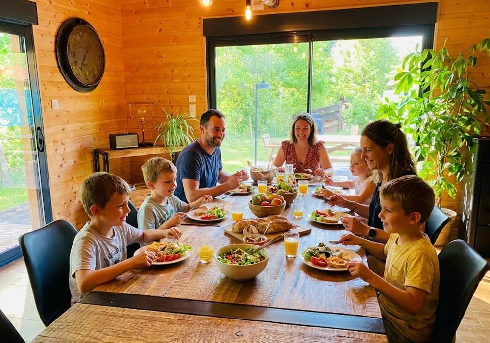 Séjour avec vue sur la forêt et donnant sur la terrasse