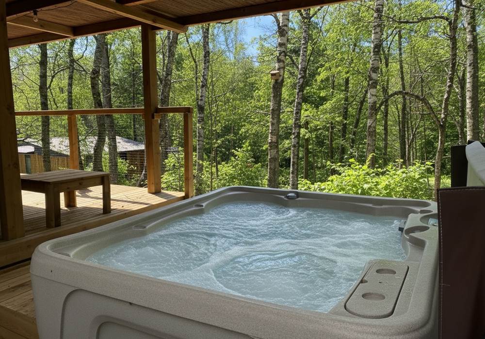 Spa privatif chauffé à 38°C avec vue sur la Forêt