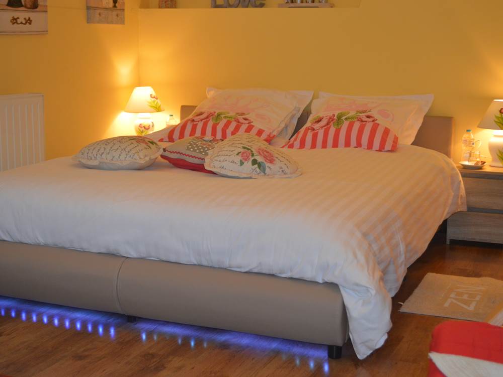 Chambre Rose Garden et son lit queen size avec led.