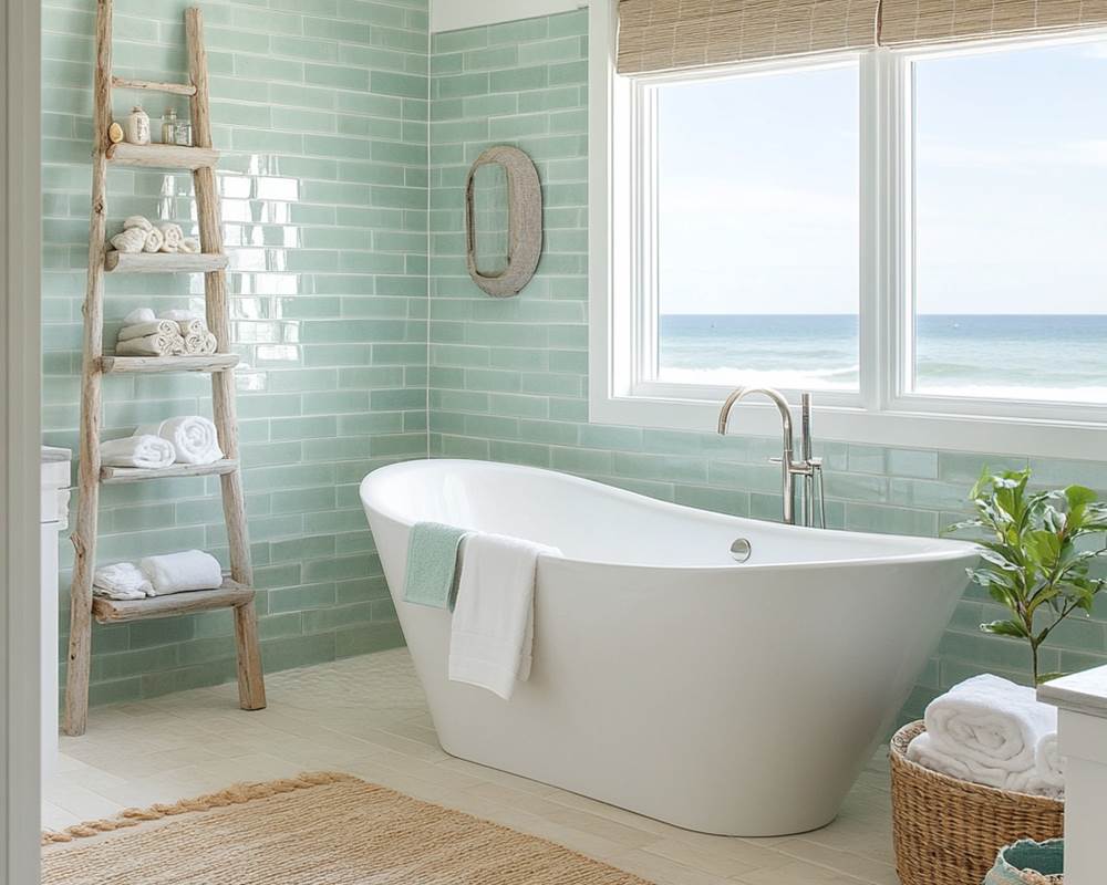 Salle de bain chambre turquoise