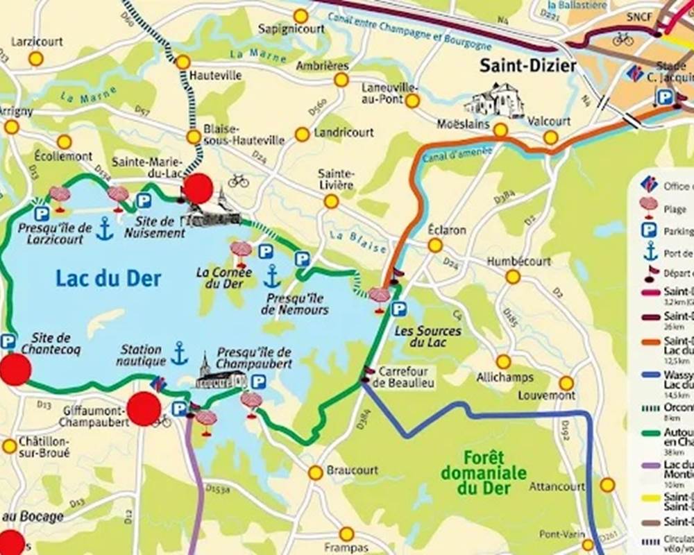 plan lac du der marne et haute marne