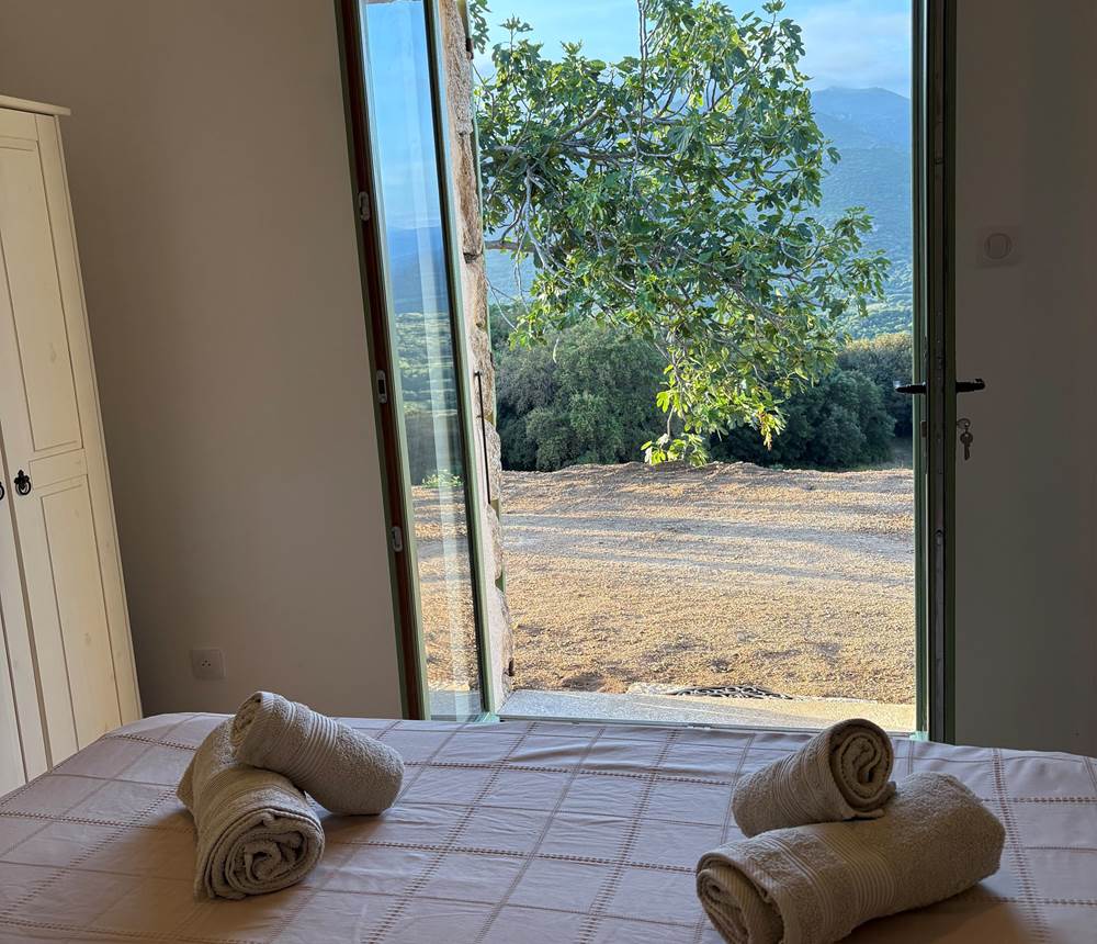 Chambre paisible avec vue dégagée sur la nature.