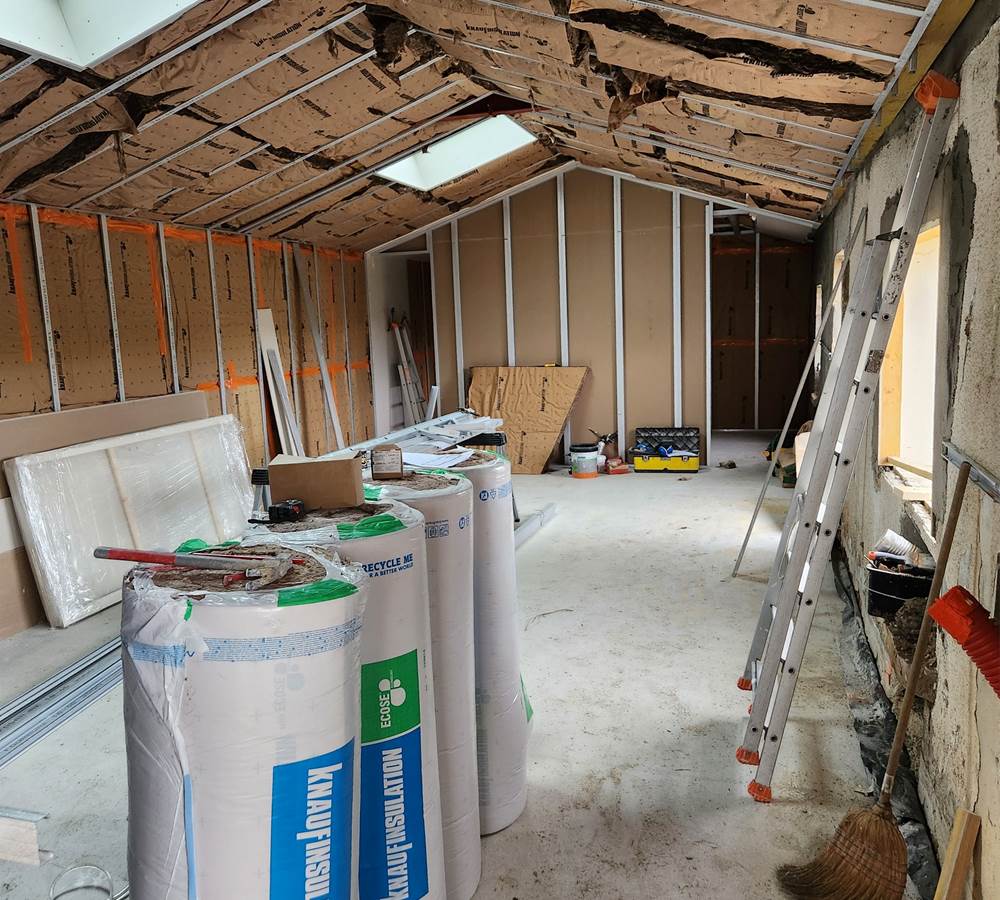 Travaux salle de réception, raillage et pose de placo