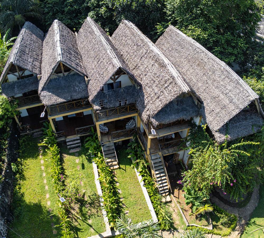 Vue aérienne du Rofia Lodge Nosy Be