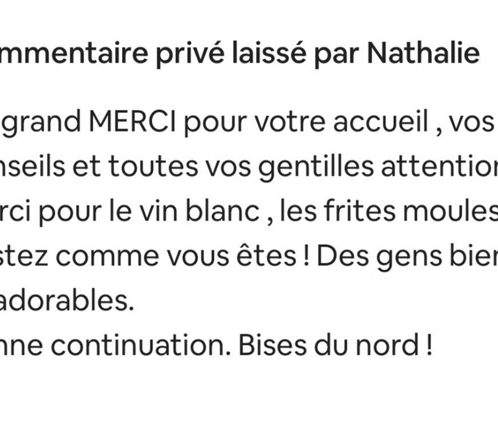 Avis privé Laissé sur AIRBNB