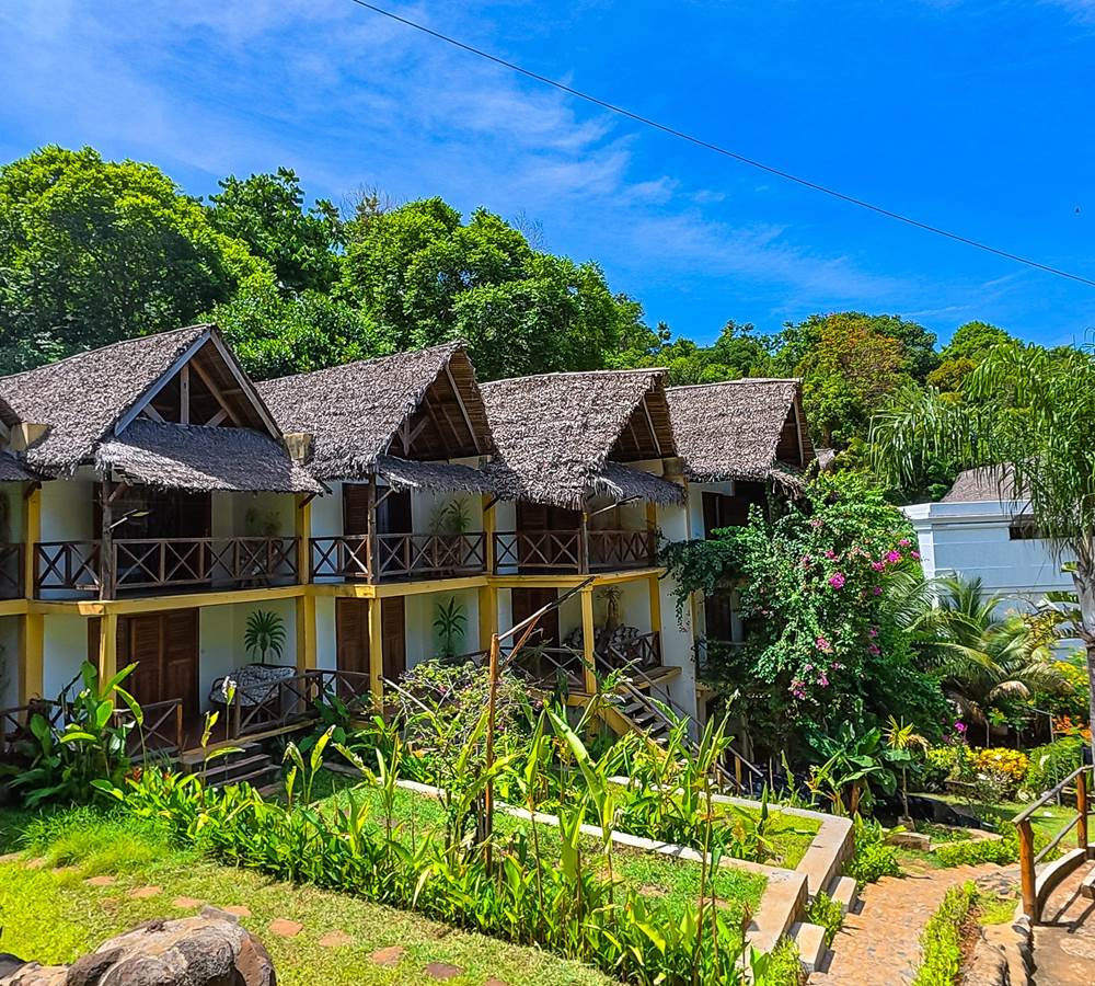 Vue du Rofia Lodge à Nosy Be