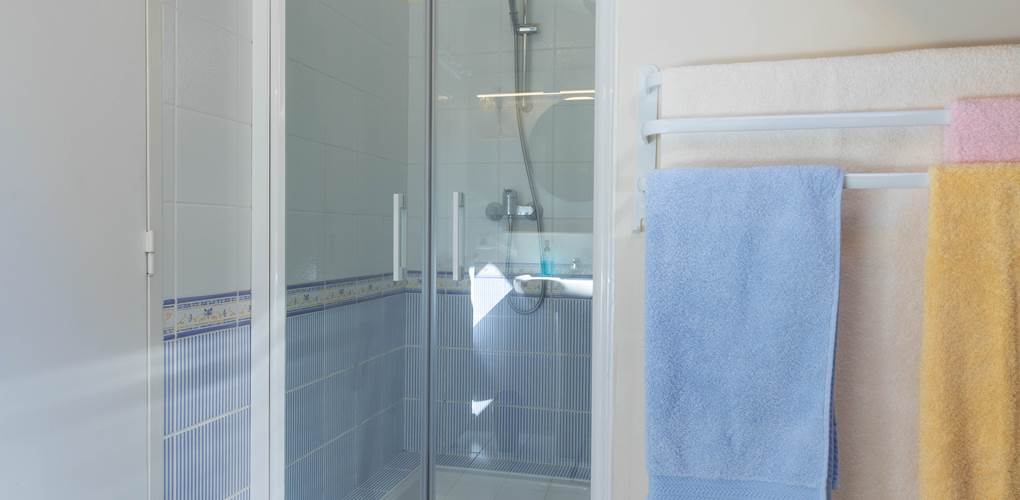 salle de bain bleue douche