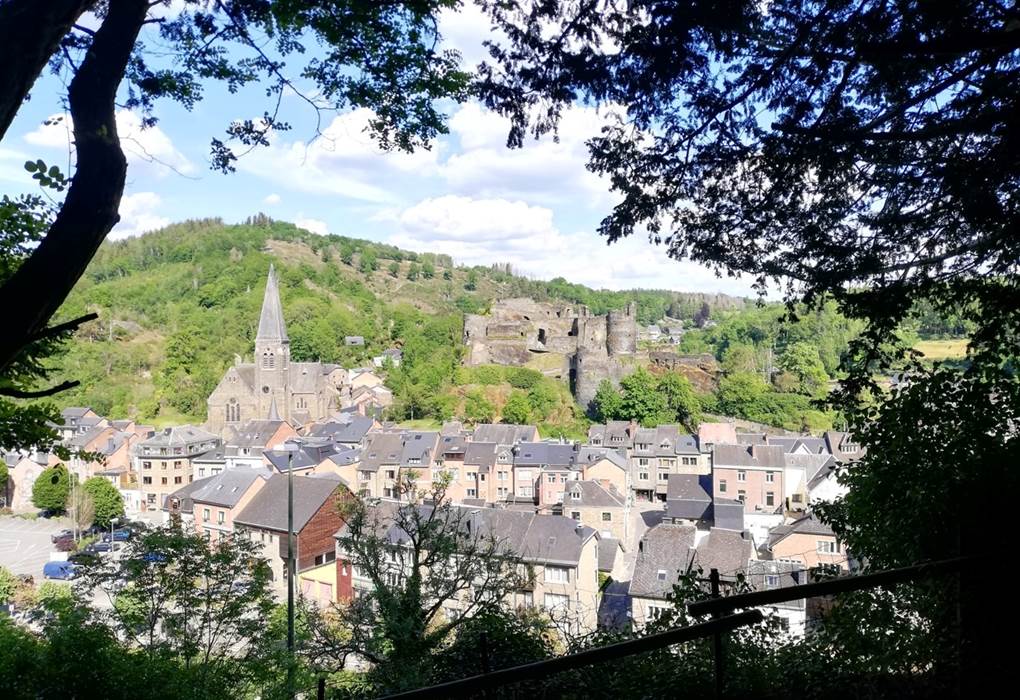 Vue du Château, de l'Église Saint-Nicolas et de la ville de la Roche