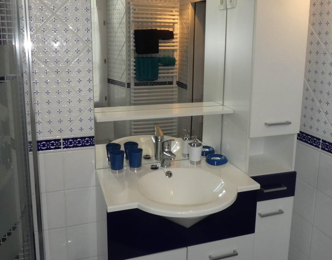 Le lavabo et sa colonne de rangement