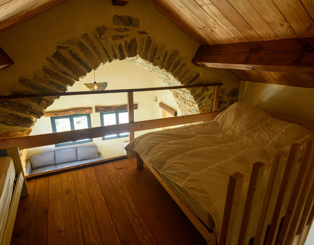 Mezzanine avec lit 2 place et lit 1 place du  Gîte 6 places