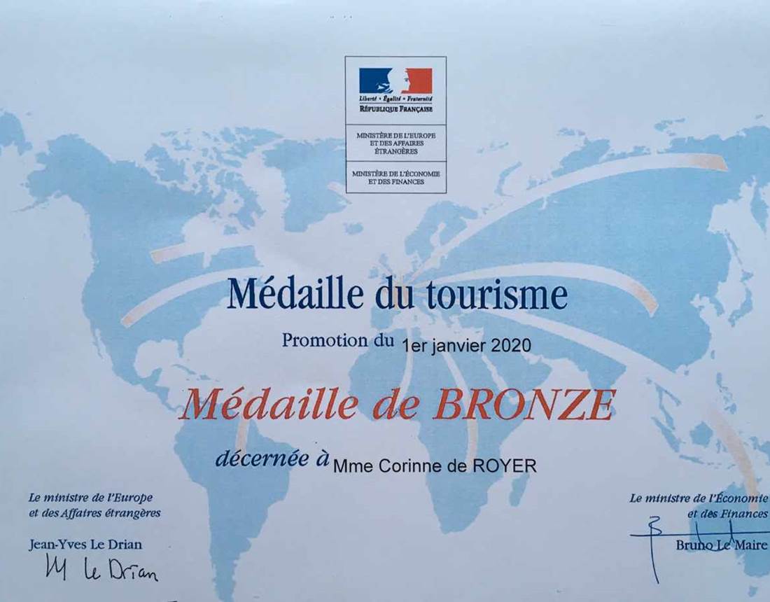 médaille du tourisme 2020