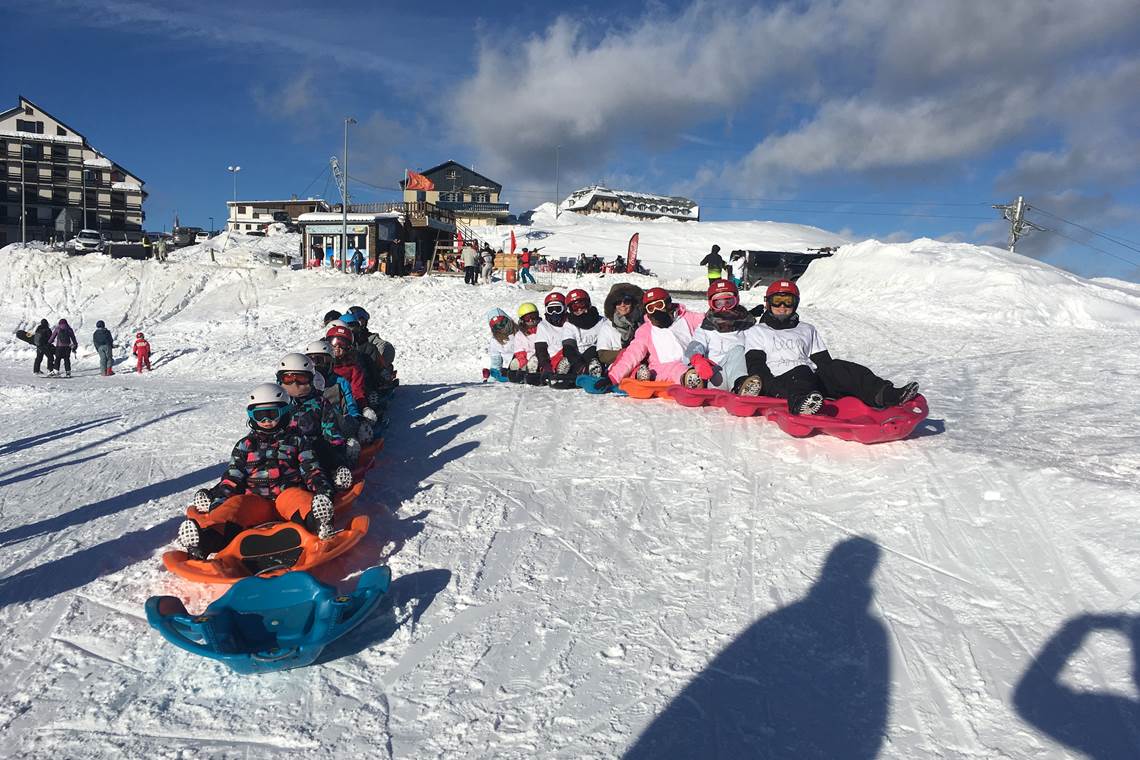 Les trains de Luge au départ de la descente de Superbagnères