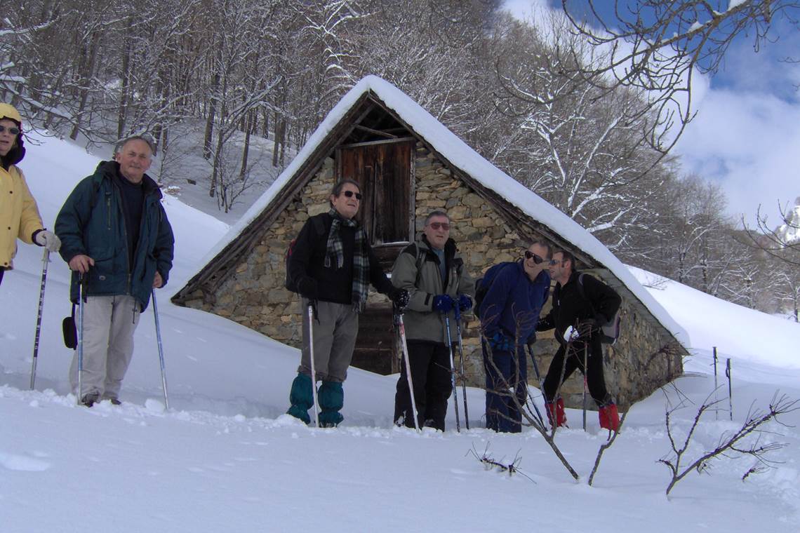 Au cours d'une randonnée à raquettes
