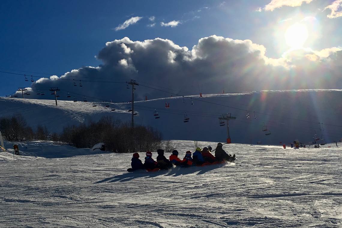 Descente de la piste Blanche Neige à Peyresourde