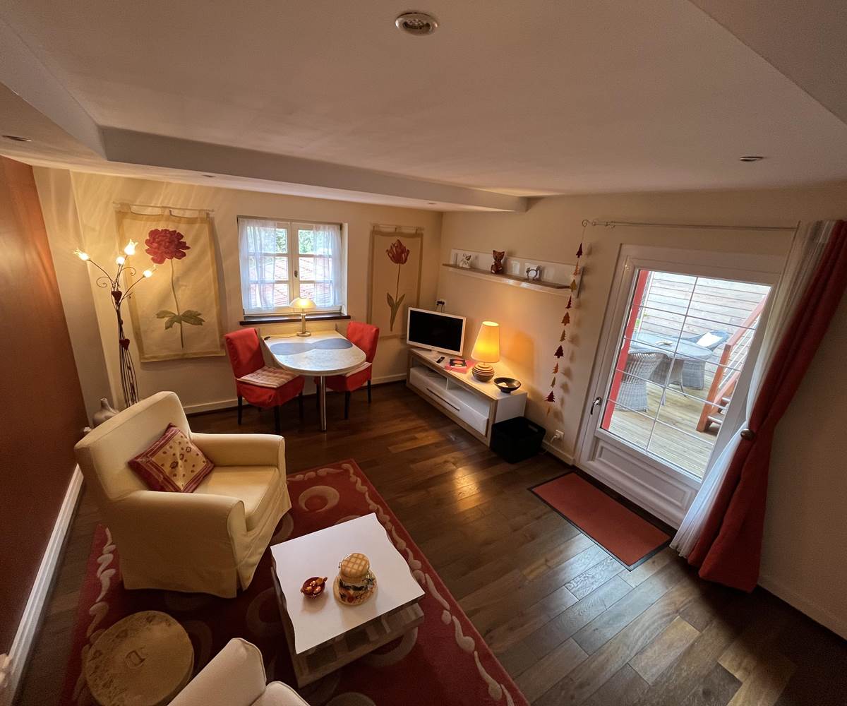 Terrasse du gîte le Châtaignier à Freland