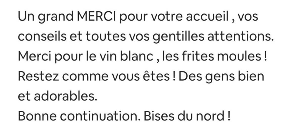 Avis privé Laissé sur AIRBNB