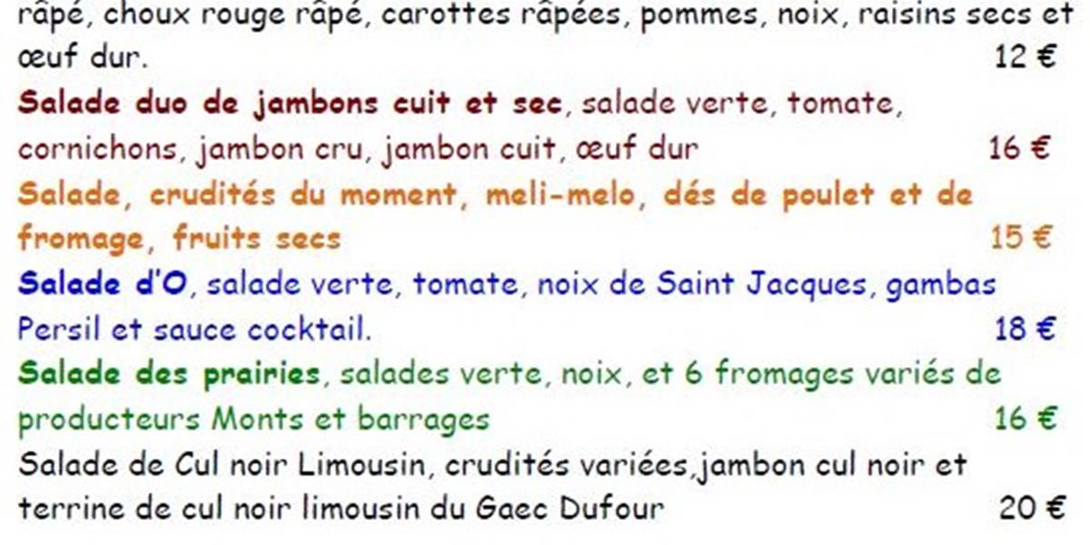 Les salades au bord de l'eau - Le Ranch des Lacs